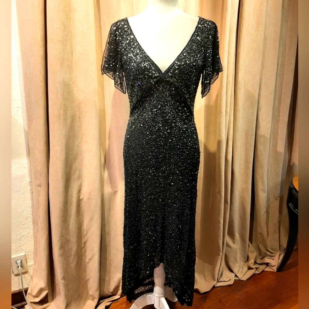 Together beaded hi lo dress